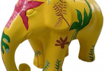 大象雕塑，彩繪工藝雕塑，玻璃鋼大象雕塑廠家