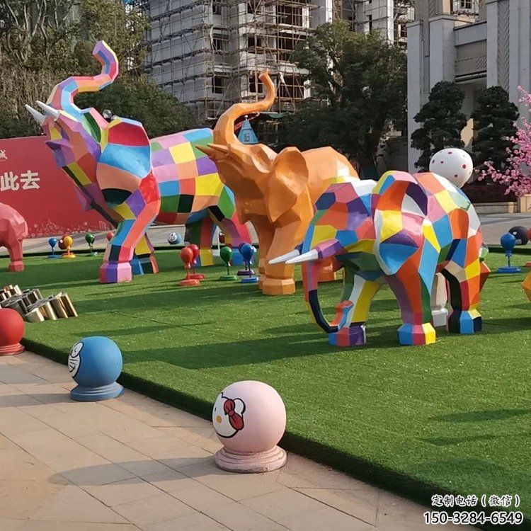 公共大象雕塑訂做，城市裝飾，景觀卡通大象雕塑展品