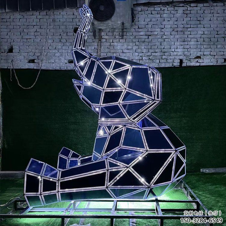 金屬大象景觀雕塑通用，城市雕塑，彩色鏤空大象雕塑指用