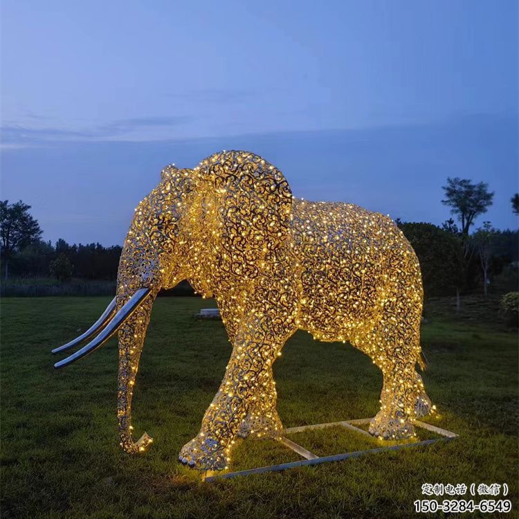 商場大象雕塑常用，公園小品，房地產鏤空大象雕塑生產商