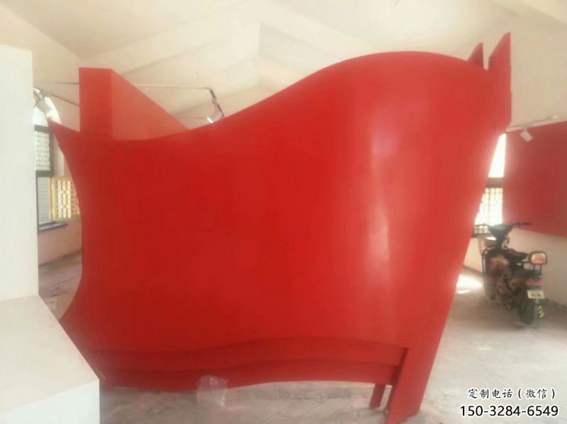 小區旗幟雕塑，拉絲黨建雕塑，抽象效果