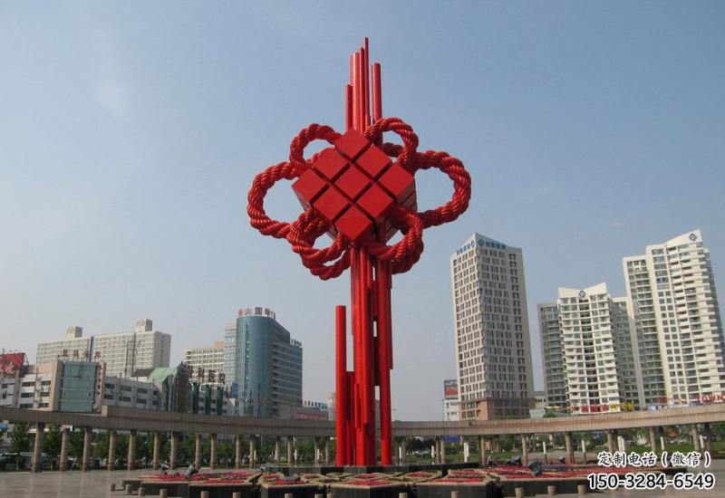 庭院中國結雕塑廠家，烤漆工藝制作，民俗文化標識