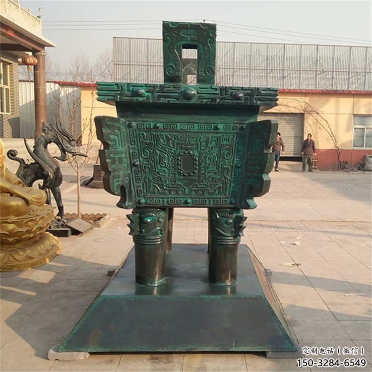 青銅仿古方鼎雕塑