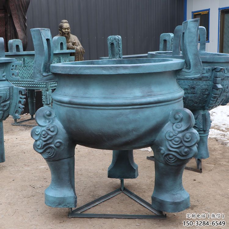 祥云圖圓鼎銅雕塑