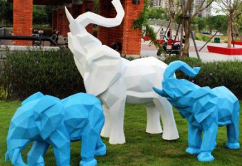 切面大象雕塑擺件供需，動(dòng)物制作，幾何大象雕塑廠家