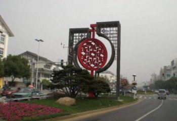 景區(qū)中國(guó)結(jié)雕塑廠家，烤漆工藝制作，民俗文化標(biāo)識(shí)