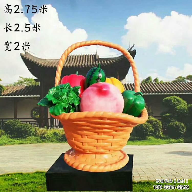園林果籃雕塑精選，陸地擺件，玻璃鋼果籃雕塑精品