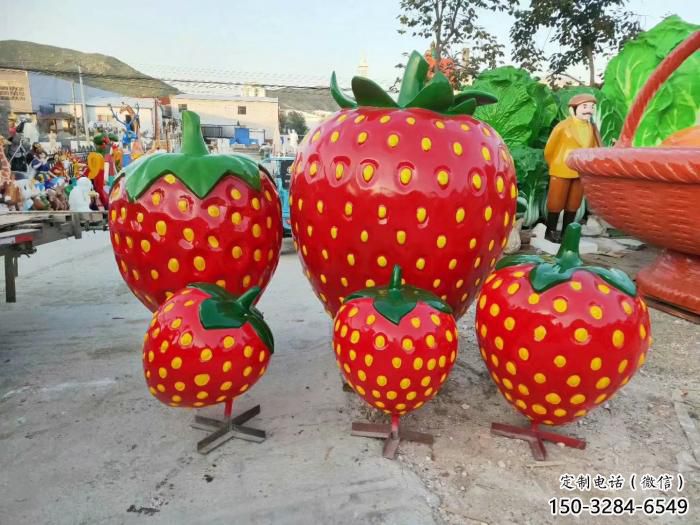 果籃雕塑選用，街道標識，園林草莓果籃雕塑批發(fā)