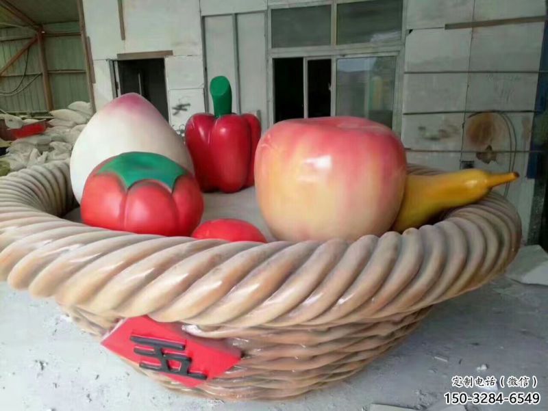 建筑雕塑制造商，城區小品，仿真果籃雕塑定制
