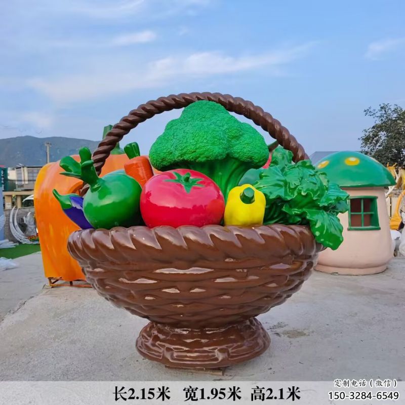 小品果籃雕塑供求蔬菜構件，辣椒果籃雕塑觀賞型