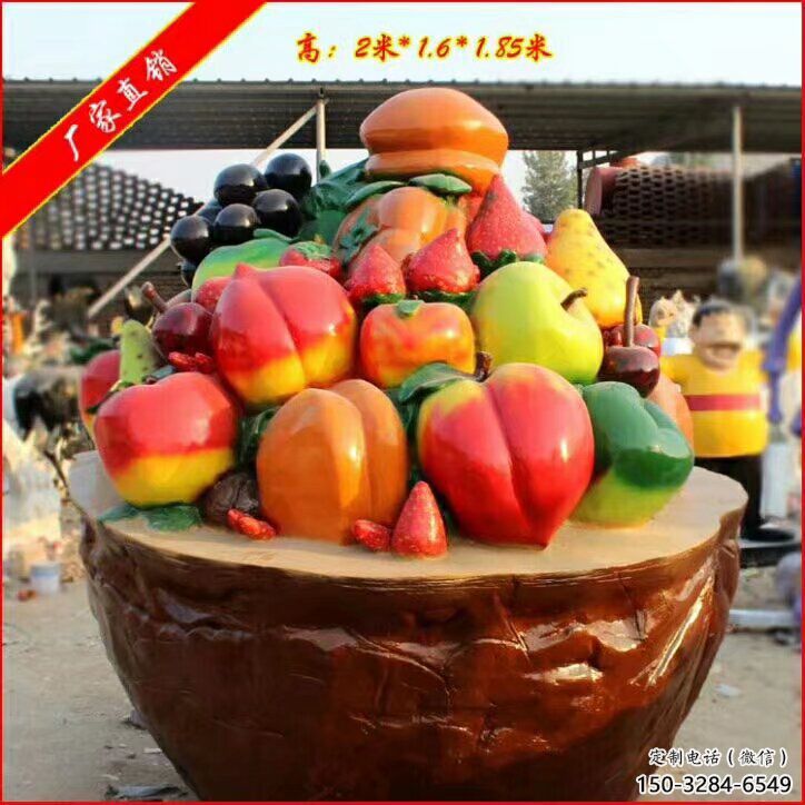 果籃雕塑預(yù)定，景觀雕塑，花園蔬菜果籃雕塑承接