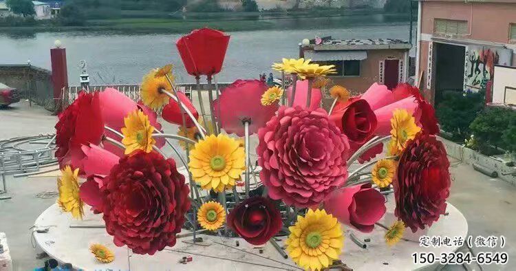 花籃雕塑工廠優選，城市裝飾，景觀葵花花籃雕塑供給