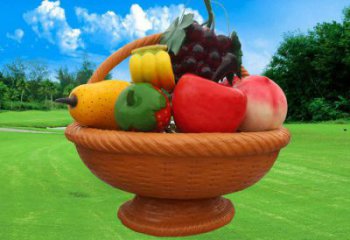 彩繪果籃雕塑通用，花園小品，廣場玻璃鋼果籃雕塑優(yōu)價(jià)