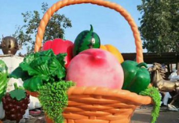 果籃雕塑優(yōu)選，多彩藝術(shù)，抽象玻璃鋼果籃雕塑選用