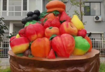 景觀果籃雕塑造型供需，廣場(chǎng)雕塑，玻璃鋼果籃雕塑選用