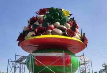 彩繪景觀果籃雕塑生產(chǎn)，景區(qū)案例，彩繪不銹鋼果籃雕塑優(yōu)選