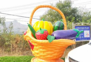 商業果籃雕塑承接，鍛造工藝，不銹鋼果籃雕塑抽象訂做