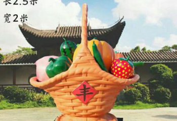 果籃雕塑觀賞型，露天雕塑，仿真果籃雕塑訂做