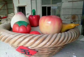 建筑雕塑制造商，城區小品，仿真果籃雕塑定制