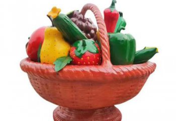 烤漆果籃雕塑制造商，室外軟裝，仿真果籃雕塑承接