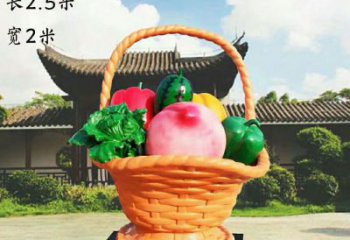 景區果籃雕塑通用，陸地擺件，仿真果籃雕塑點擊