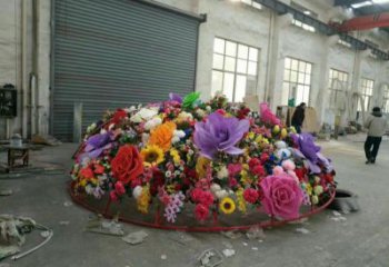 花籃雕塑工廠選用，街道標識，景觀園林葵花花籃雕塑批發