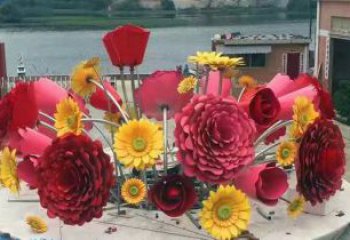 花籃雕塑工廠優選，城市裝飾，景觀葵花花籃雕塑供給