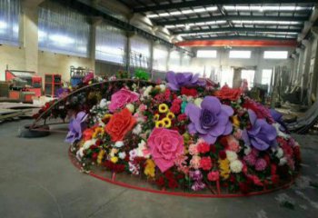 建筑花籃雕塑預定，城區小品，民俗葵花花籃雕塑制造商