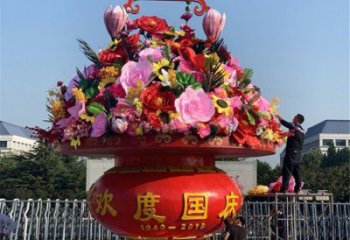 中式花籃雕塑定價，街頭雕塑，慶典花籃雕塑工程制作精選