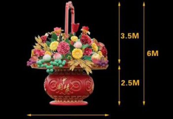 雕塑花籃景觀制造，街景小品，景觀裝飾鐵藝花籃雕塑優價