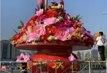 大型花籃雕塑定制，多彩藝術，城市花籃雕塑定價