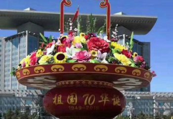 大型花籃雕塑選用，街道標識，城市花籃雕塑定制