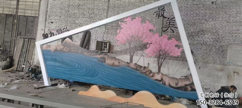 城市標(biāo)識(shí)景墻雕塑，仿真樹背景墻雕塑