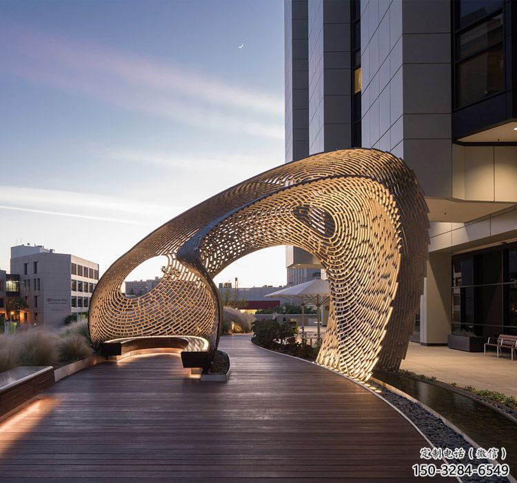 不銹鋼貝殼管子廊架雕塑