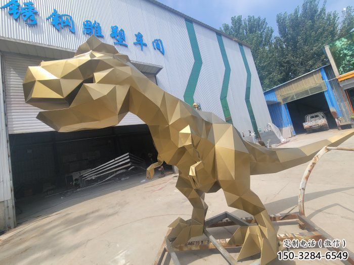 抽象恐龍雕塑供應(yīng)，花園小品，幾何恐龍雕塑制作廠家