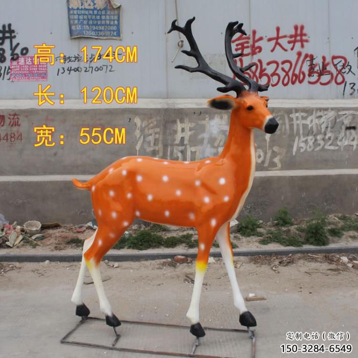 公園小鹿雕塑，彩繪工藝，玻璃鋼動物雕塑廠家