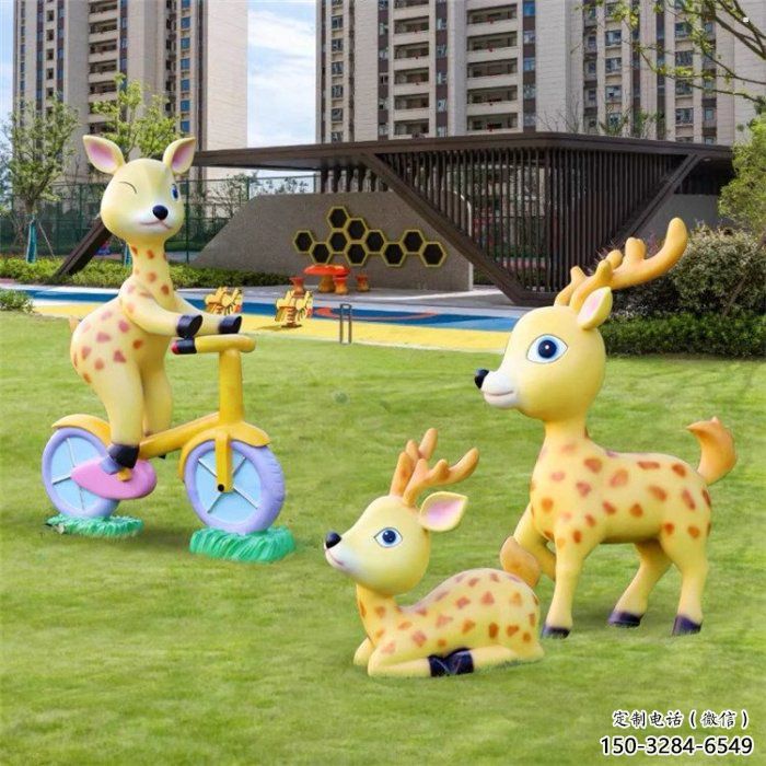 景觀小鹿雕塑定做，廣場雕塑，室外卡通小鹿雕塑提供