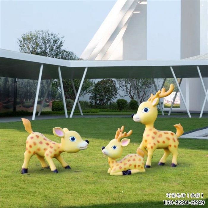 景觀小鹿雕塑制造，小區(qū)擺件，卡通小鹿雕塑制造商