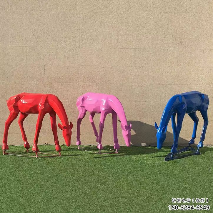 彩繪小鹿雕塑通用，花園小品，景觀烤漆小鹿雕塑優價