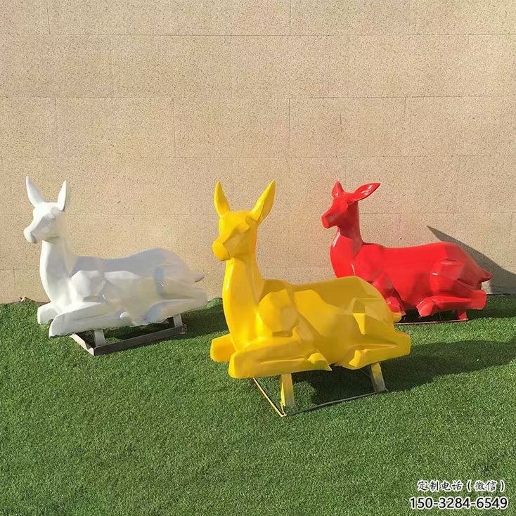 景觀小鹿雕塑精選，陸地擺件，公園烤漆小鹿雕塑精品