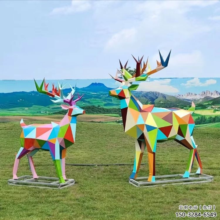 藝術小鹿雕塑觀賞型，街景小品，烤漆小鹿雕塑常用