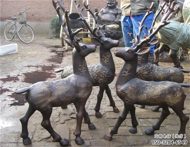銅小鹿雕塑展品，花園小品，小鹿銅雕塑優選