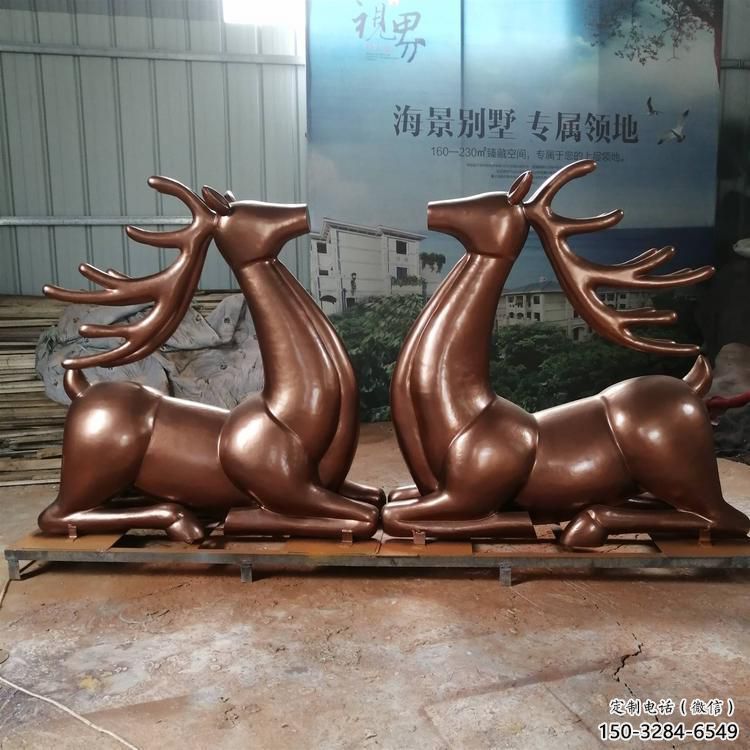 售樓部馴鹿雕塑，噴砂發光雕塑，彩繪題材