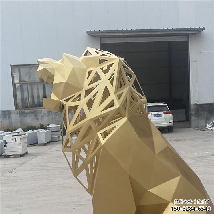 獅子雕塑擺件，烤漆工藝制作，大型不銹鋼獅子雕塑公司