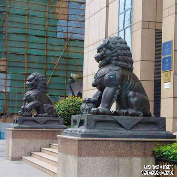 大門口獅子雕塑提供，美陳雕塑，鑄銅蹲獅雕塑承接
