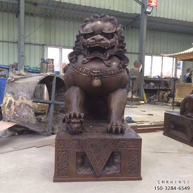 獅子雕塑優選，室外雕塑，鑄銅景觀蹲獅雕塑優選
