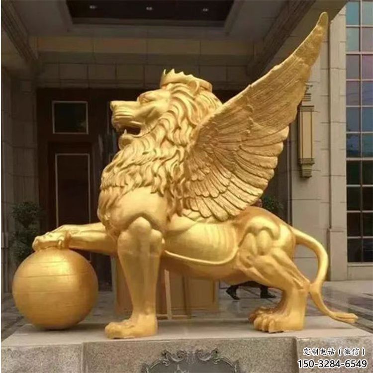 戶外獅子雕塑通用，鑄銅藝術(shù)，黃銅飛獅雕塑供應(yīng)