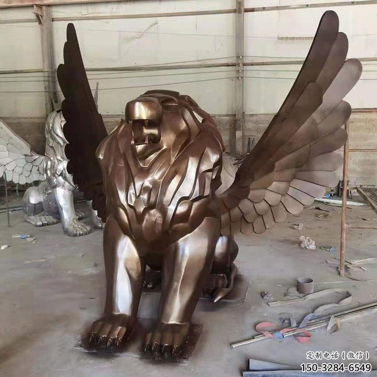 紅銅獅子雕塑優價，鑄造工藝，飛獅雕塑制作