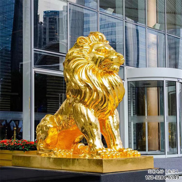 獅子雕塑精選，大門口擺件，戶外鎏金獅子雕塑承接