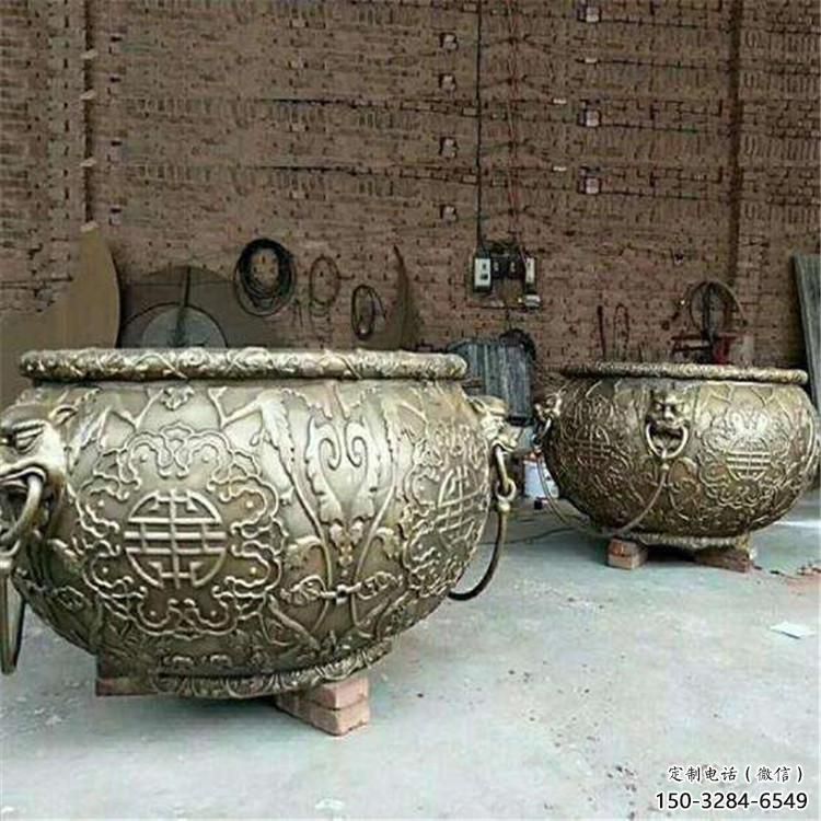 花紋缸雕塑-青銅鑄造缸雕塑